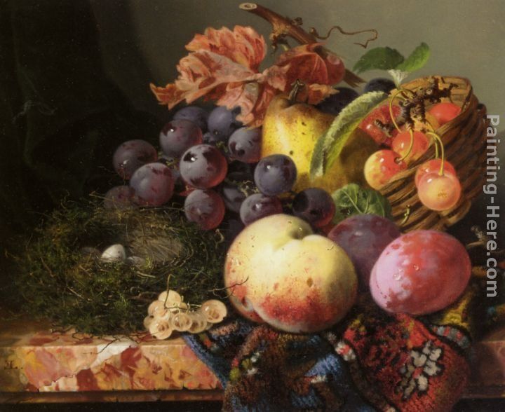 Edward Ladell Still Life with Birds Nest and Fruit